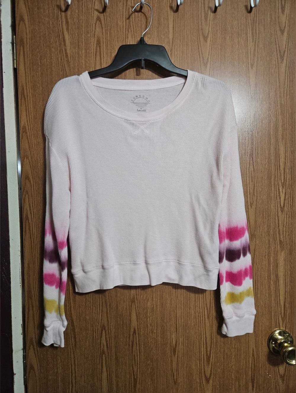 Sundown By Splendid NWOT Waffle Knit Cropped Sweatshirt Size Large!
